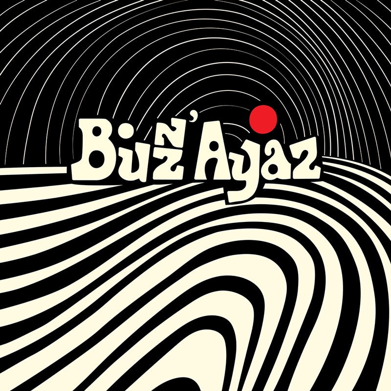 Buzz’ Ayaz – Buzz’ Ayaz. Portada del disco. Líneas concéntricas ondulantes en blanco y negro.