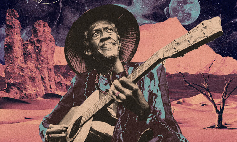 Cheikh Lô – Maame portada del disco. Cheikh Lô aparece tocando la guitarra con un sombrero.