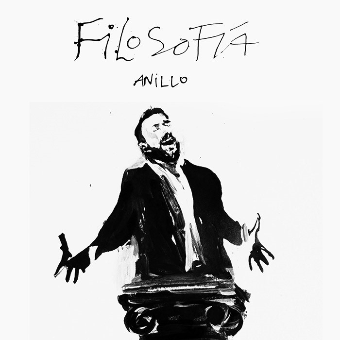 José Anillo - Filosofía. Portada del disco. Un dibujo del cantaor cantando.