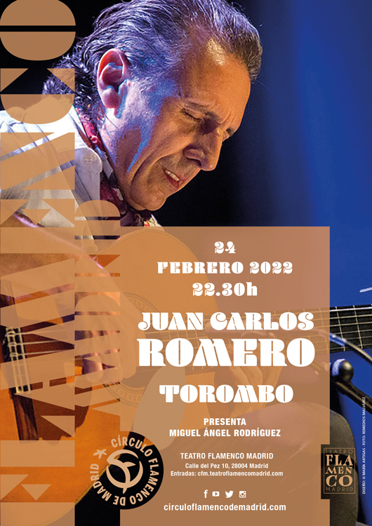 cartel del concierto de Juan Carlos Romero en el Círculo Flamenco de Madrid