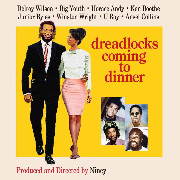 Niney "The Observer" Presents Dreadlocks Coming To Dinner, portada del disco. Foto de un hombre y un mujer caminando.