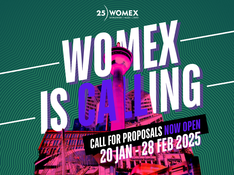 Cartel de convocatoria de propuestas WOMEX 2025.